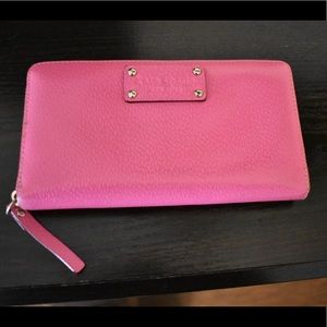 Neon Pink Kate Spade Zip around Wallet